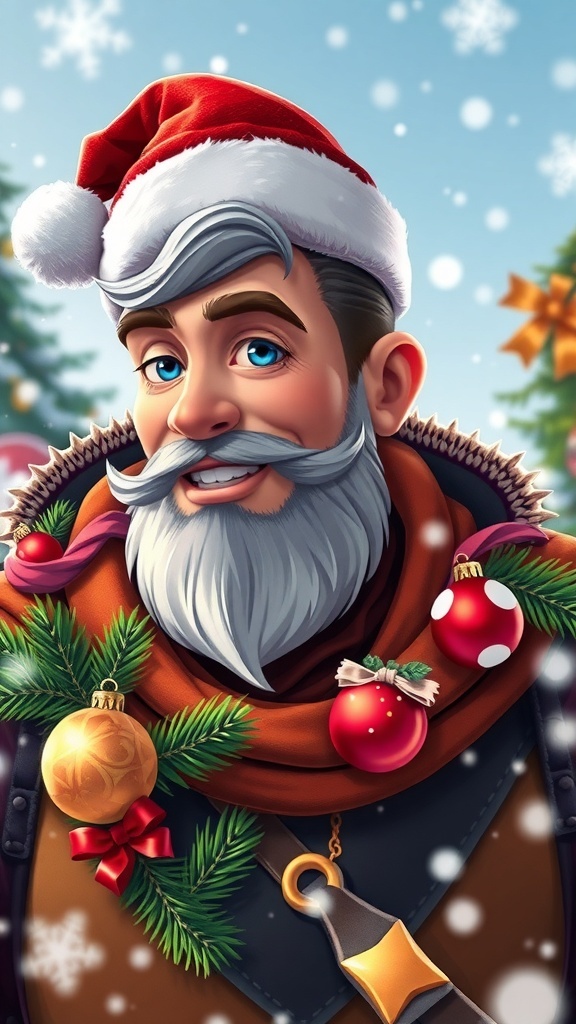 A Christmas-themed profile picture of Viktor with holiday decorations and a snowy background.